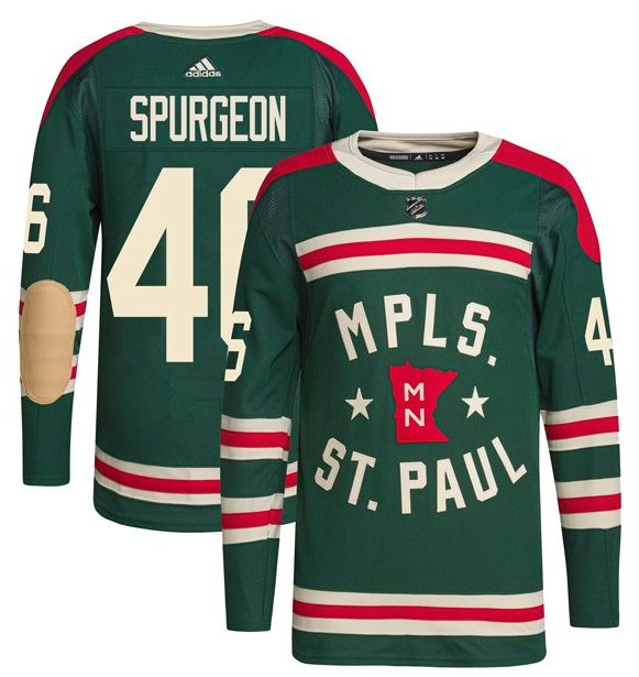 Men's Minnesota Wild #46 Jared Spurgeon 2022 Green Winter Classic Stitched Jersey Men's Minnesota Wild #46 Jared Spurgeon 2022 Green Winter Classic Stitched Jersey